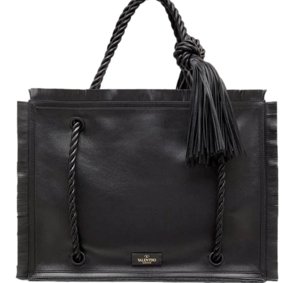 VALENTINO Women's Valentino Garavani "The Rope" Calf leather Large Fringe Tote - Picture 1 of 6